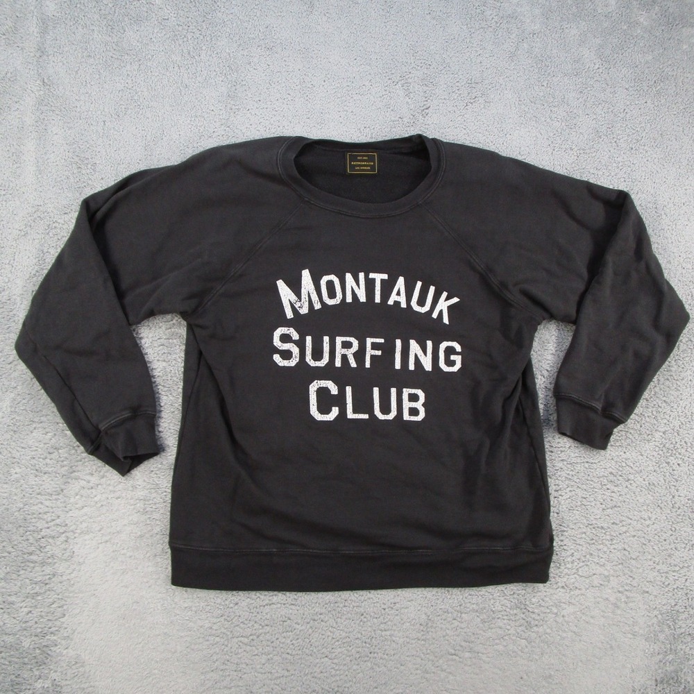 Retro Brand Montauk Surfing Club Sweatshirt Mens Large Black Cotton USA Made